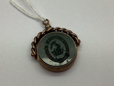 Lot 283 - A Circular Bloodstone and Carnelian Swivel Fob...