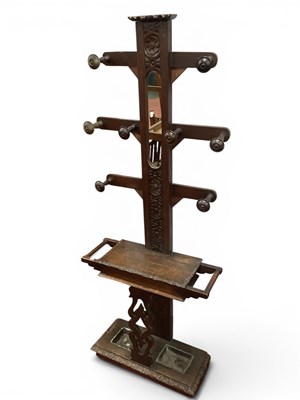 Lot 1510 - XIX Century Oak Hat and Coat Stand with Turned...