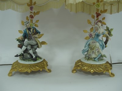 Lot 1149 - A pair of Italian Capodimonte porcelain...