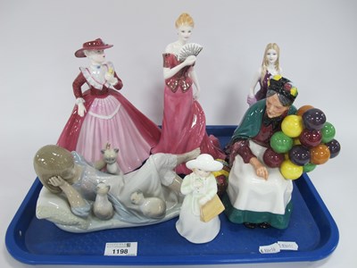 Lot 1198 - Porcelain figures, including Royal Doulton...