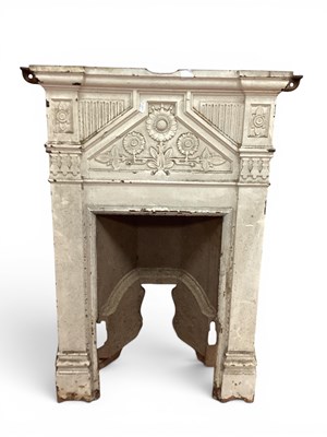 Lot 1427 - White Painted Cast Iron Fireplace, 72cm wide.