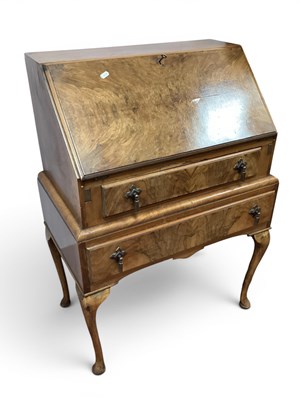 Lot 1595 - 1920s Walnut Bureau with fall front, fitted...