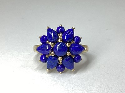 Lot 50 - QVC Modern 9ct Gold Lapis Lazuli Cluster Dress...