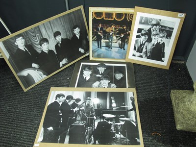 Lot 1004 - Five Beatles Prints on Card, the biggest image...