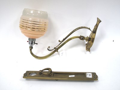 Lot 1342 - An Early 1900s Brass Art Nouveau Wall Lamp and...