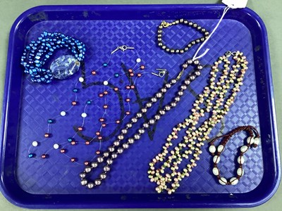 Lot 222 - Modern Freshwater Pearl Bead Necklaces, dark...