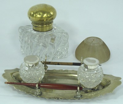 Lot 1163 - An Early 1900s Silver Plated Desk Stand, 22cm...