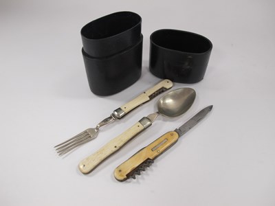 Lot 1216 - A WWI Era Leather Cased Campaign to Cutlery...