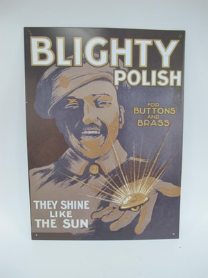 Lot 1276 - Tin Sign for Blighty Polish, 41cm x 30cm.