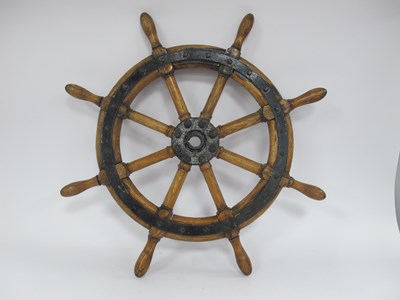 Lot 1250 - Oak and Iron Ship's Wheel, believed to be from...