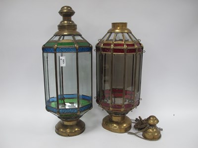 Lot 1265 - Brass Hall Lantern of Octagonal Form with...