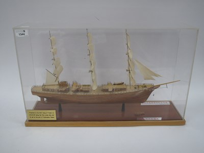 Lot 1344 - Russian Wooden Model of Three Masted Ship,...