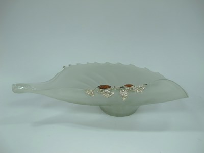 Lot 1133 - Frosted Studio Glass Dish, with two amber...