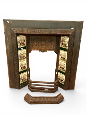 Lot 1525 - Cast Iron Fire Place with bouquets of flowers...