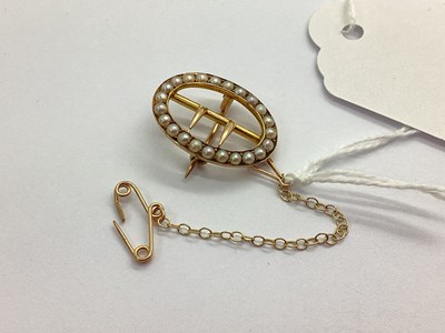 Lot 109 - An Antique Seed Pearl Inset Buckle Brooch,...
