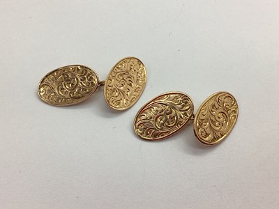 Lot 285 - A Pair of 9ct Rose Gold Cufflinks, the foliate...