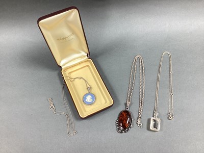 Lot 172 - Wedgwood Blue and White Jasperware Pendant on...
