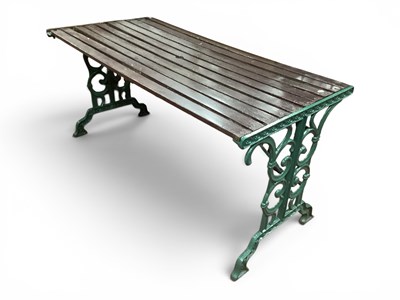 Lot 1462 - A Green Painted Cast-Iron Garden Table Top...