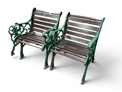 Lot 1463 - A Pair of Green Painted Cast-Iron Garden...