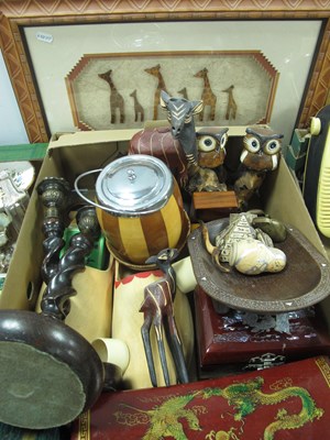 Lot 1007 - A Pair of 1930s Oak Barley Twist Candlesticks,...