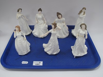 Lot 1201 - Royal Doulton Seven Figurines, Cherish H.N...