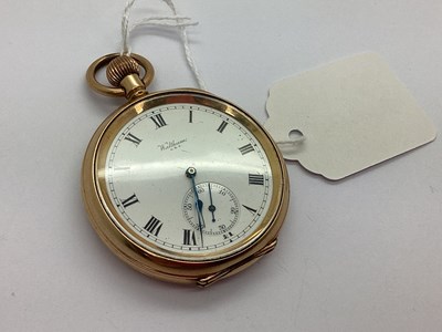 Lot 291 - Waltham; A Gold Plated Openface Pocket Watch,...