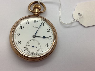 Lot 293 - CYMA; A Gilt Coloured Openface Pocket Watch,...