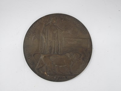 Lot 575 - WWI Death Penny Memorial Plaque to John Green.