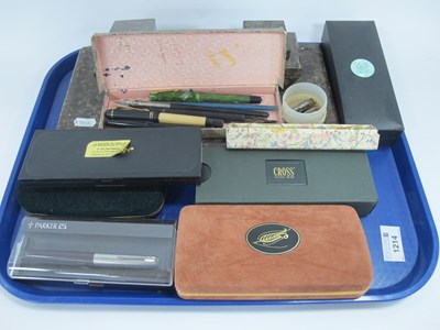 Lot 1214 - Writing instruments and inkstand, including an...