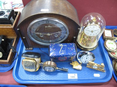 Lot 1305 - Clocks, including vintage Bentima mantel clock...