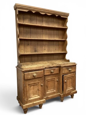 Lot 1448 - Pine Dresser circa 1900 with three shelves to...