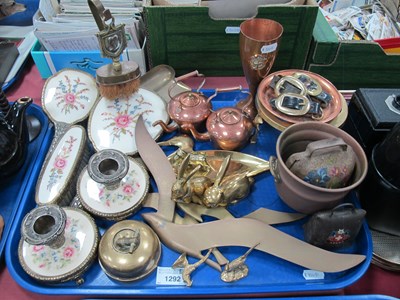 Lot 1292 - Metalware, including miniature copper lidded...
