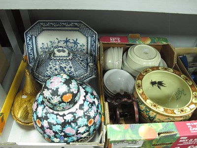 Lot 1060 - Ceramics, including large Famille Noire-style...