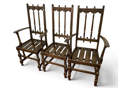 Lot 1533 - Ercol Dark Wood Old Colonial Style Pair of...