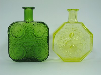 Lot 1134 - Nanny Still Green Glass Bottle Vase, Grapponia,...