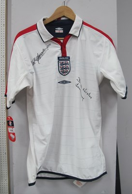 Lot 13 - Tom Finney and Nat Lofthouse Autographs, black...