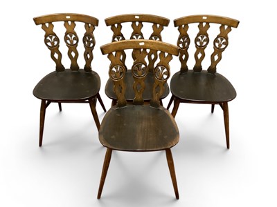 Lot 1480 - A set of four vintage dining chairs, likely...