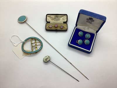 Lot 169 - A Short Hallmarked Silver Enamel Hatpin, J A &...