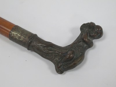 Lot 1266 - Walking Cane, circa 1900 with bronze handle,...