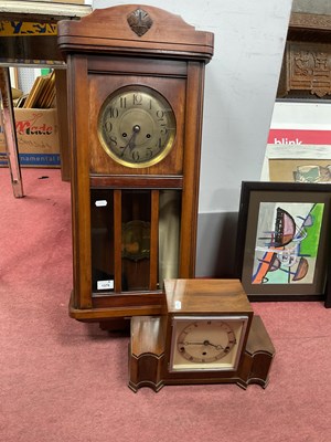 Lot 1379 - 1920s Beech Framed Regulator Wall Clock with...