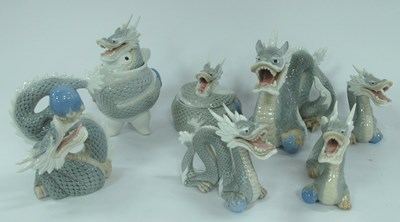 Lot 1184 - Ceramic Dragons in The Lladro Style, dragon...