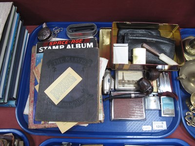 Lot 1316 - Ronson and other Lighters, pipe, cig case,...