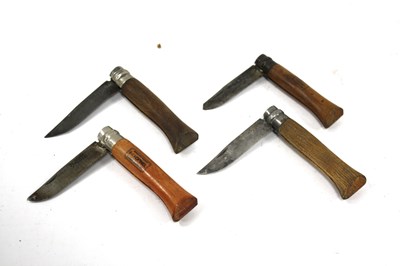Lot 1362 - Opinel Single Blade Knife, together with three...