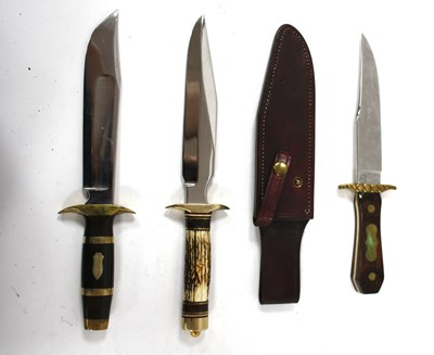 Lot 1373 - Bowie Knife, stag handle, brass pommel and...