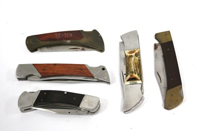 Lot 1358 - Collectoin Of Lock Knives, one in lather...