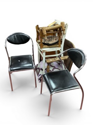 Lot 1502 - A Pair of Vintage Chrome Dining Chairs, with a...