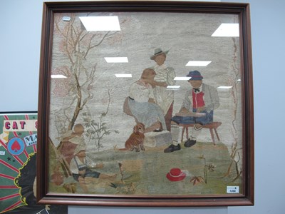 Lot 1269 - Needlework on Fabric, circa 1900, picture of a...