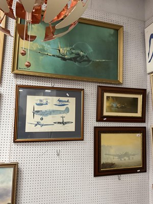 Lot 1390 - Barrie Clark, Spitfire, Colour Print,in gilt...