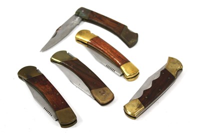 Lot 1369 - A Single Blade Lock Knife, brass bolsters,...