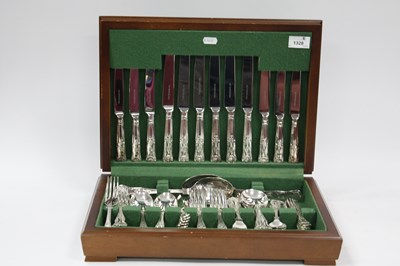 Lot 1328 - Silver-plated Kings pattern canteen of cutlery,...